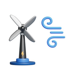 풍력 에너지 터빈 발전기와 바람 아이콘 Wind Power Turbine Generator Energy with Wind Symbol