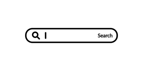 Minimalist search bar icon with magnifying glass and text input field, Vector illustration.