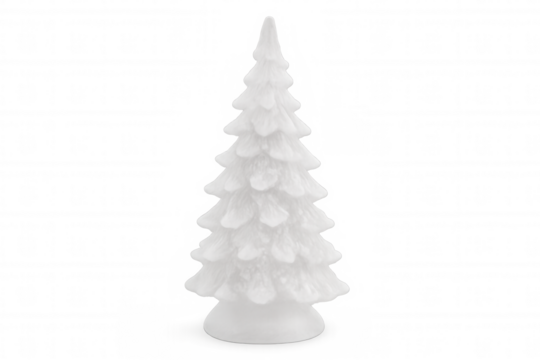 White christmas tree candle decoration standing on transparent background for winter holiday concepts