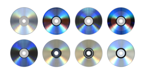 Eight Compact Discs Pack — Shiny Optical Data Media, Isolated
