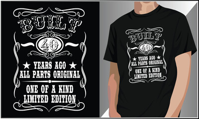 Built 40 Years Ago T-Shirt Design, All Parts Original Gifts 40th Birthday, 40th Birthday Celebration Vector Illustration Design, Retro Vintage Birthday Party T-Shirt Design, Funny Dad Birthday Design.