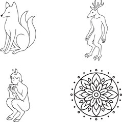 Minimalist Line Art of Djinn Spirit – Crisp Vector for Tattoo, Branding, and Myth Packs