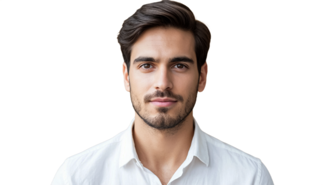 Young Man Looking Forward Intently Transparent Background