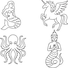 Minimalist Line Art of Djinn Spirit – Crisp Vector for Tattoo, Branding, and Myth Packs