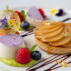 A Vibrant Gourmet Dessert Unveiled: A Macro Celebration of Colorful Textures, Meticulous Plating, and Culinary Elegance That Delights the Senses
