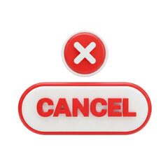 Obraz premium 3d rendering of a cancel button and a cross mark isolated on transparent background