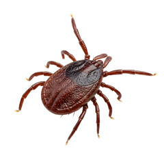 tick crawling isolated on white background