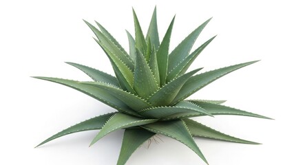Isolated aloe vera plant succulent green leaves medicinal herb on white background botanical nature close up