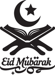 Eid mubarak the holy book of the quran vector design
