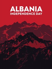 Albania Independence Day celebration with mountains in red tones  