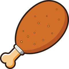 Cartoon fried chicken leg on white background food fast food vector illustration EPS file download.
