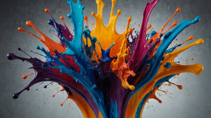 Color splash explosion – abstract watercolor paint burst on dark background