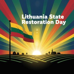Lithuania State Restoration Day celebration with colorful horizon  