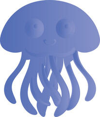 Cute cartoon jellyfish with tentacles and smiley face  jellyfish, sea creature, marine vector illustration EPS file download.
