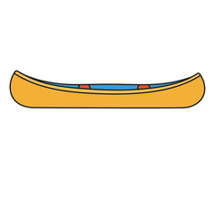 canoe with paddles on water surface in flat style