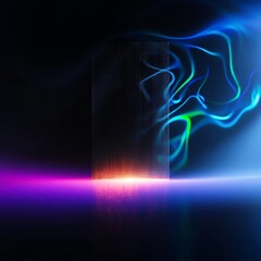 Fototapeta premium Abstract energy portal glows with vibrant neon light, showcasing futuristic digital flow and dynamic movement, perfect for technology concepts