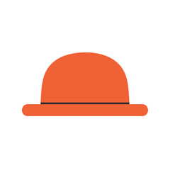 Fototapeta premium Orange fedora hat with black band on white background