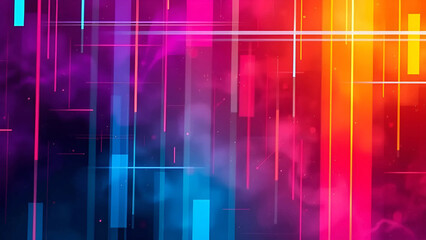 Dynamic neon abstract background with vibrant vertical data lines creating a futuristic digital technology pattern.