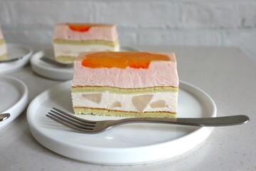 블러드오렌지가 얹어진 무스케이크