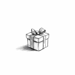 Obraz premium Stylized drawing of a gift box with a ribbon on a simple white background Generative AI