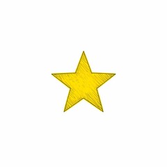 Obraz premium Bright yellow star drawn with a simple design on a white background reflecting creativity and playful spirit in art Generative AI