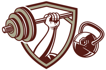 vector illustration of a hand with dumbbells