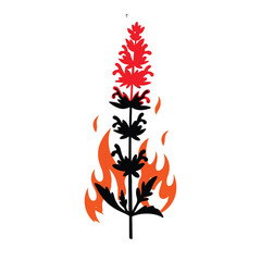 Stylized Flower on Fire Illustration a symbol of passion and energy