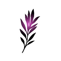 Black Purple Leaf Silhouette Gradient Color 