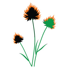 Stylized flowers with flame like tips digital art illustration background