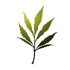 Yellow Leaf Silhouette Gradient Color 