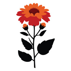 Vibrant Dahlia Flower Illustration with Bold Colors and Simple Design