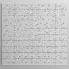 White puzzle pieces on light background for mockup and design template