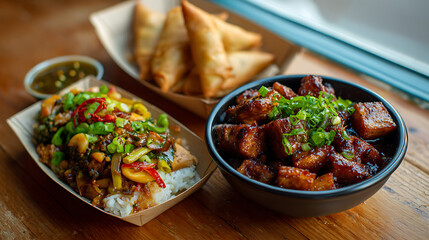 High-quality food images captured in natural light, featuring fusion, vegetarian, and colorful street food