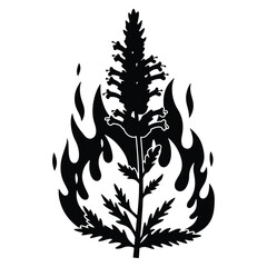 Burning flower vector illustration silhouette on white background design element