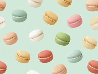 Obraz premium Colorful Assorted Macarons with Shadows – Bright Minimal Composition