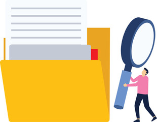Searching file in folder directory illustration concept. Illustration for website, landing page, mobile app, poster and banner. Trendy flat vector illustration

