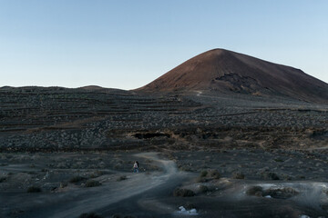 Sunset at volcanic rocks of Antigua Rofera in Lanzarote