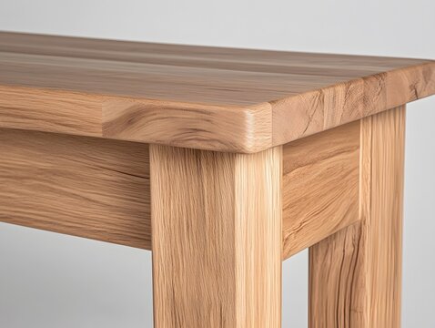 Close-up of modern wooden table design with light brown texture and minimalist design style
