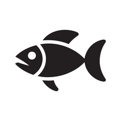 Simple fish icon silhouette representing seafood product or aquatic animal symbol for fishing sport and marine life concept in minimalist design style
