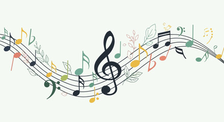 Music notes musical melody harmony rhythm treble clef bass staff stave song tune composition arrangement score orchestra band instrument concert performance audio sound art design illustration vector