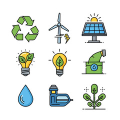 Recycle wind solar energy lightbulb water plant ecology green power renewable environment sustainability conservation nature eco friendly clean future resource earth save global warming climate change