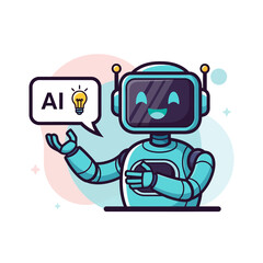 Ai robot artificial intelligence technology innovation automation machine learning future digital transformation smart chatbot virtual assistant communication design cartoon illustration cute friendly