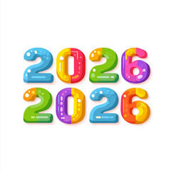Naklejka premium Colorful 2026 number text with bright flat typography design