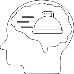 line icon of human brain head and fast food lid icon