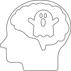 line icon of human brain head and ghost icon