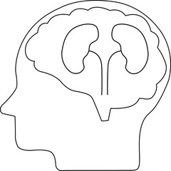 line icon of human brain head and kidney icon