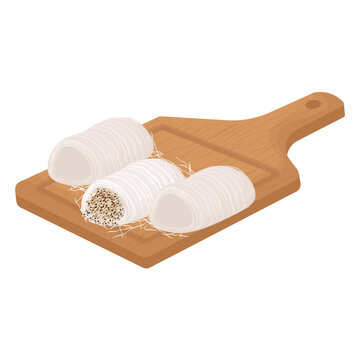 Vector Illustration Logo Clipart Kkultarae Traditional Korean Candy on a Wooden Plate 