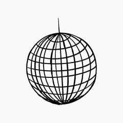 Hand Drawn Black Line Wedding Elements - Disco ball
