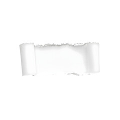 Torn paper roll with textured edges on transparent background