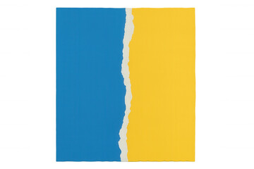 Torn paper blue and yellow background representing ukraine flag, offering solidarity and support